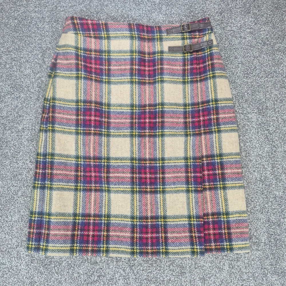Boden British Tweed by MOON Skirt Womens 6L Plaid 100% Wool Pencil Buckle